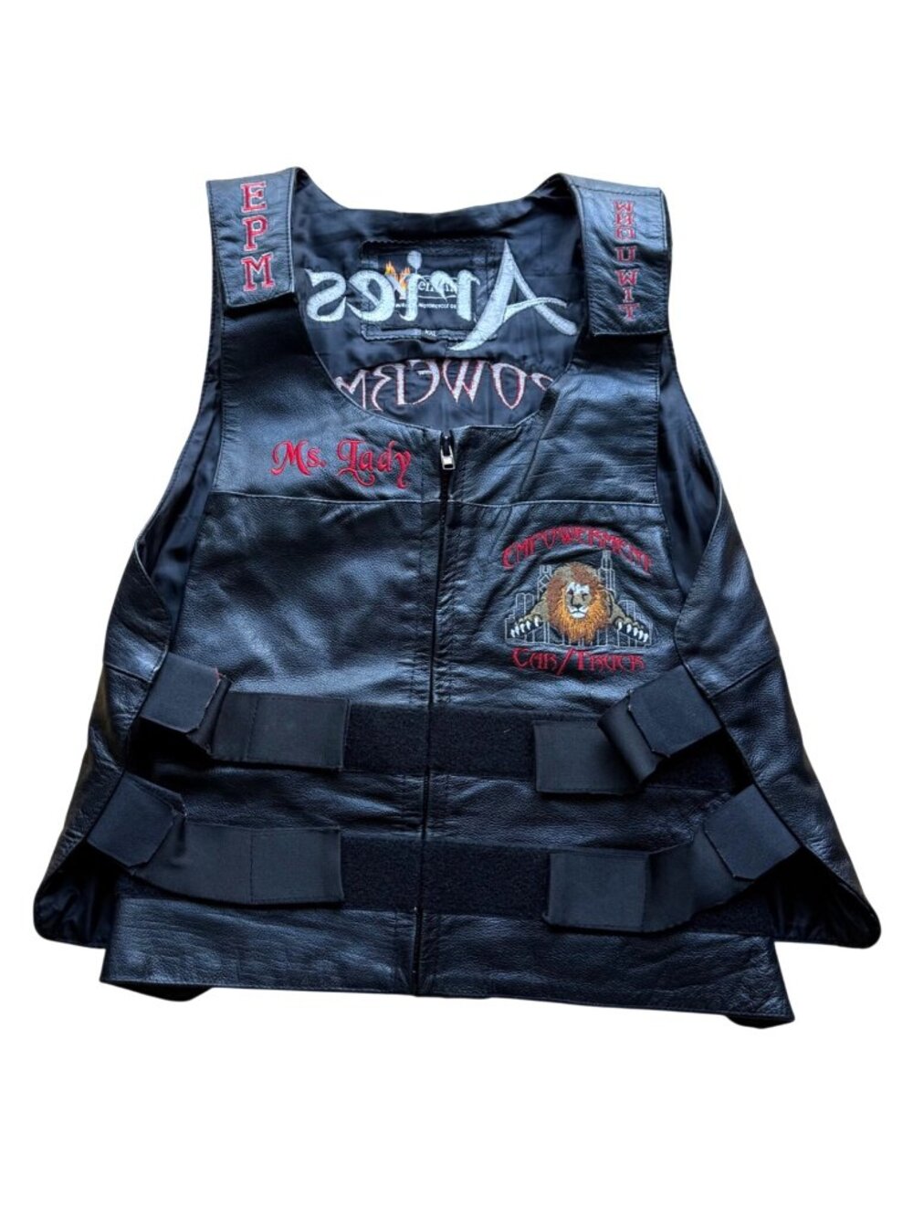 Xelement Women's Motorcycle Vest XXL Black Leather Tactical Adjustable Straps